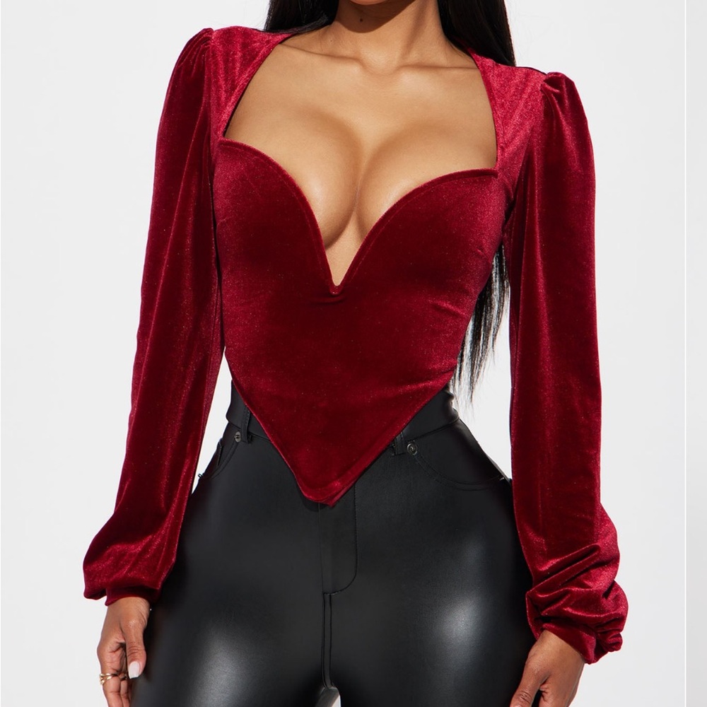 NWT Fashion Nova Red Puff Sleeve Top